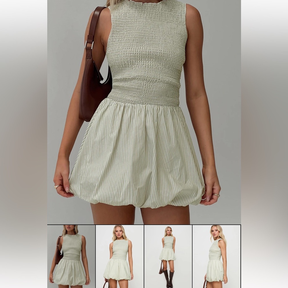 Princess Polly Bubble green gingham Mini dress